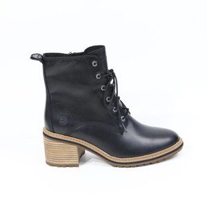 Timberland Lug Sole Boots New Women Black Leather Bootie sz 9.5 Sienna